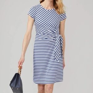 J. McLaughlin Catalina Cloth Elora Bangle Striped Navy Side Tie Dress Large NEW